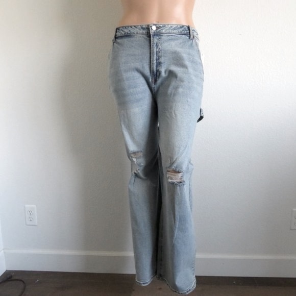 TINSELTOWN Jeans Women DISTRESSED Baggy Straight Leg Capenter Plus Size 22W NWT - Picture 3 of 4